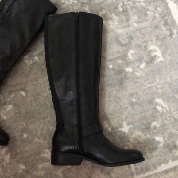 New Marc Fisher Glimmer WIDE CALF Black Riding Knee High Boots Genuine Leather - Picture 9 of 15
